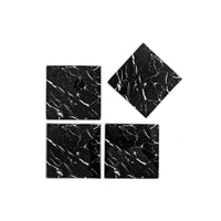4 Pc Square Glass Coasters Black Marble