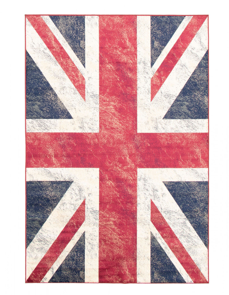 Union Jack Navy Red Area Rug - 5'2" x 7'5"