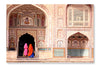 India, Woman In Amber Fort 28x42 Wall Art Frame And Fabric Panel