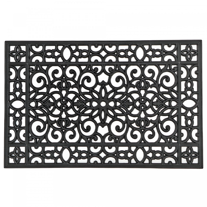 Black Rubber Grill Mat 23 x 36 Floral Floormat