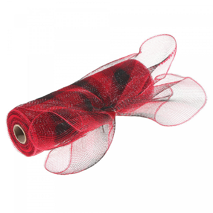 Mesh Ribbon Red Buffalo 10\"x5y - Set of 4 Crafts