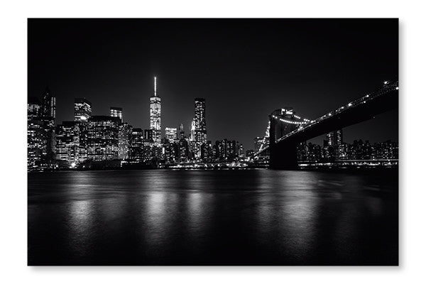 The Manhattan Skyline And Brooklyn Bridge 16x24 Wall Art Frame And Fabric Panel