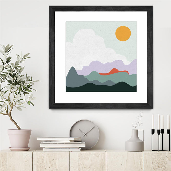 \"Mountainous I\" Matted and Framed Black 36x36 Wall Art