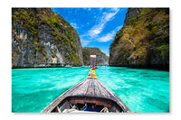 Wooden Boat On Phi Phi Island, Thailand 28x42 Wall Art Frame And Fabric Panel
