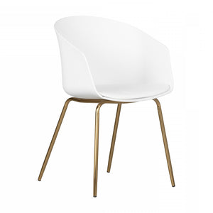 Flam Chair With Metal Legs - White and Gold
