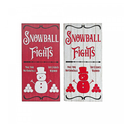 Printed Snowball Fights Sign - Set of 2|Panneau imprimé « Snowball Fights » - ensemble de 2