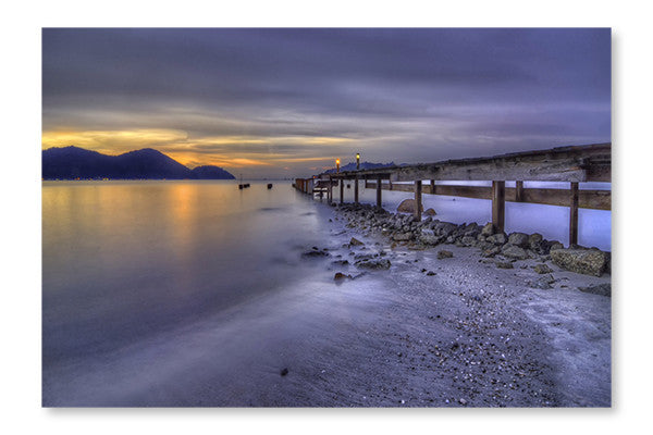 Slow Shutter Photography At The Jetty 24x36 Wall Art Frame And Fabric Panel