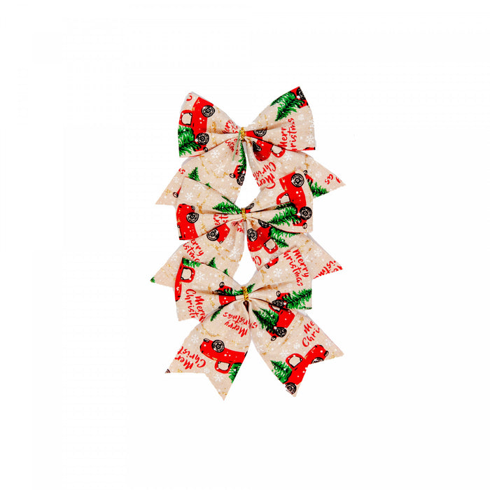 3pc Red Truck Bows - Set of 6 Giftwrap