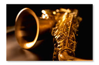 Tenor Sax Golden Saxophone Macro Selective Focus 28x42 Wall Art Frame And Fabric Panel
