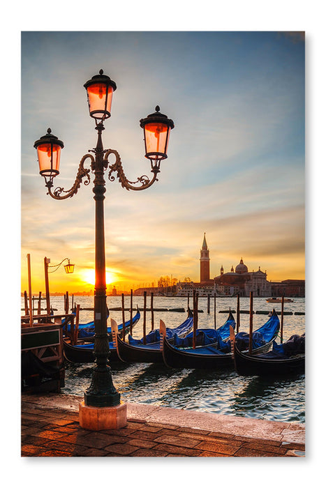 Gondolas Floating In The Grand Canal 16x24 Wall Art Frame And Fabric Panel