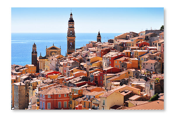 Old Town Architecture Of Menton On French Riviera 2 28x42 Wall Art Frame And Fabric Panel