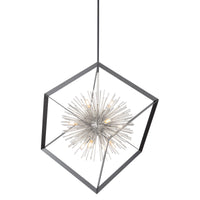 Sunburst 12-Light Matte Black and Chrome Chandelier