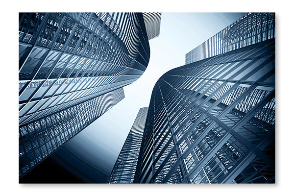 Office Building On A Background Of The Blue Sky 28x42 Wall Art Frame And Fabric Panel