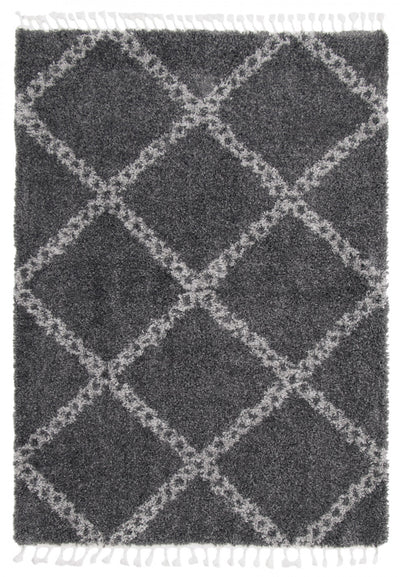 Helma Stark Dark Grey Shag 6'7" X 9'6" Area Rug