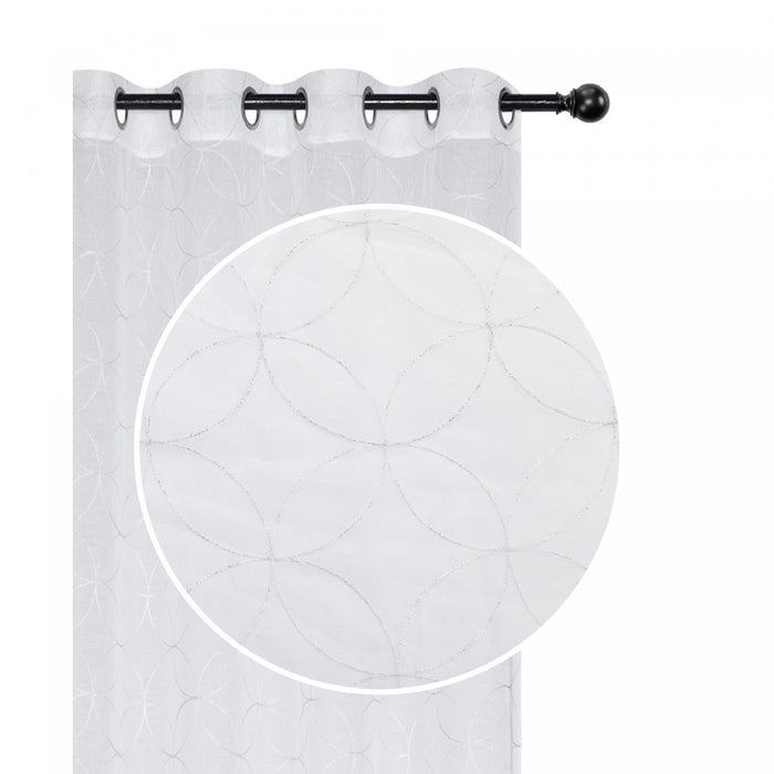 Lurex Embroidered Sheer Panel Curved Diamond White - Set of 2