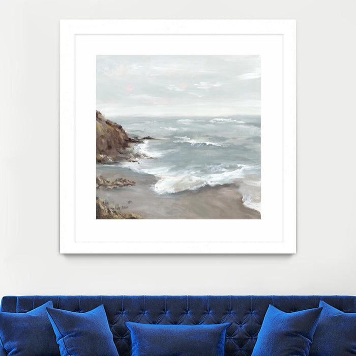 \"Beautiful Bay\" Matted and Framed White 36x36 Wall Art