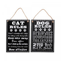 Rippled Metal Wall Sign Dog/Cat Rules Wall Decor