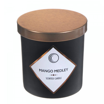 7oz Matte Black Scented Candle with Lid Mango Medley - Set of 2|Bougie parfumée noir mat de 7 oz à arôme de mélange de mangue avec couvercle - ensemble de 2