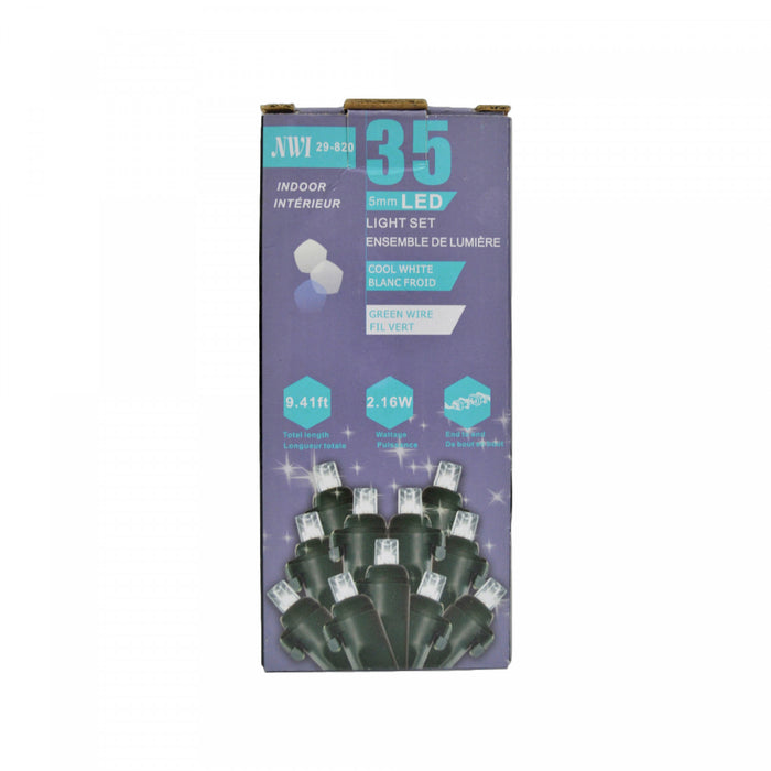 35 Lt 5mm LED Indoor Light Set Cool White Bulbs - Set of 2 Christmas Lights