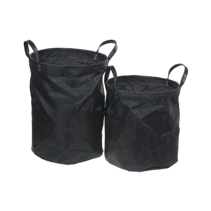2pc Textilene Round Storage Basket with Handles Black
