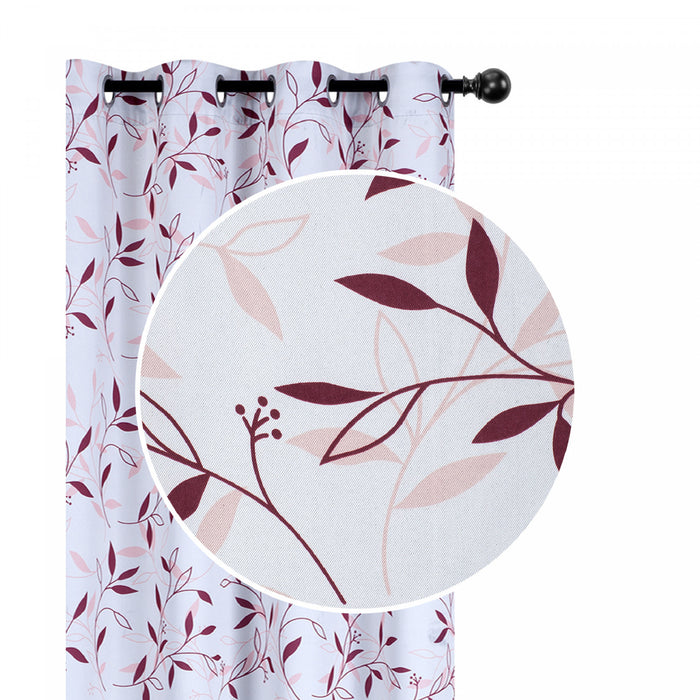 Decorative Polyester Panel Leafy Burgundy 96\" - Set of 2 Drapes and Blinds