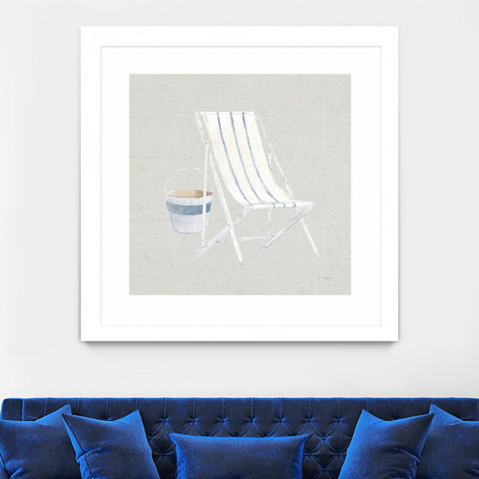 \"Serene Seaside Iii Tan\" Matted and Framed White 36x36 Wall Art