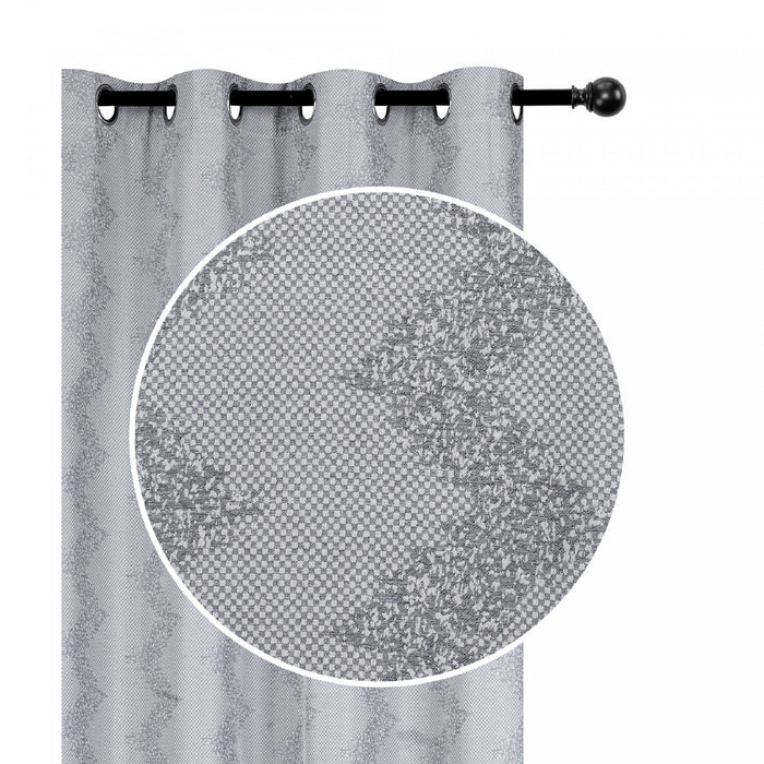 Jacquard Panel Chevron Grey 96\" - Set of 2 Drapes and Blinds