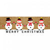 Coir Door Mat Quadruple Snowman - Merry Christmas 16 x 48 Floormat