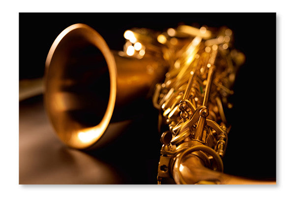 Tenor Sax Golden Saxophone Macro Selective Focus 16x24 Wall Art Frame And Fabric Panel