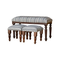 3 Piece Wood Bench and Stools Set Greyson Benches