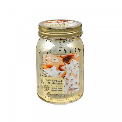 9.2oz Electroplated Mason Jar Candle Vanilla Shortbread|Chandelle de 9,2 oz à arôme de sablé à la vanille dans un pot Mason électroplaqué