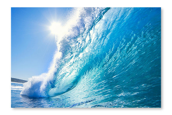 Blue Ocean Wave 24x36 Wall Art Frame And Fabric Panel
