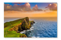 Colourful Ocean Coast Sunset At Neist Point Lighthouse, Scotland 16x24 Wall Art Frame And Fabric Panel
