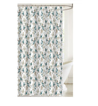 Printed Canvas Shower Curtain with Roller Hooks Floral