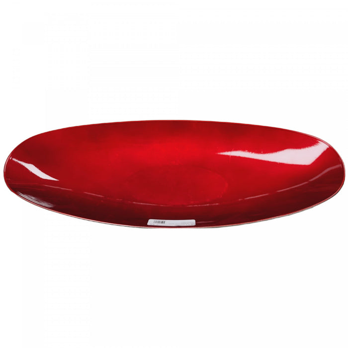 Oval Serving Tray with Handle Red