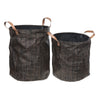 2pc Textilene Round Storage Basket with Handles Chocolate