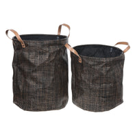 2pc Textilene Round Storage Basket with Handles Chocolate