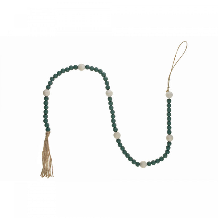 Dual Wood Bead Garland Green Christmas Ornaments