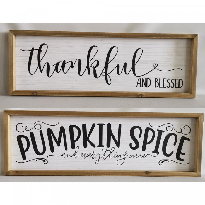 Framed Wall Plaque Thankful/pumpkin Spice - Set of 2 Wall Decor