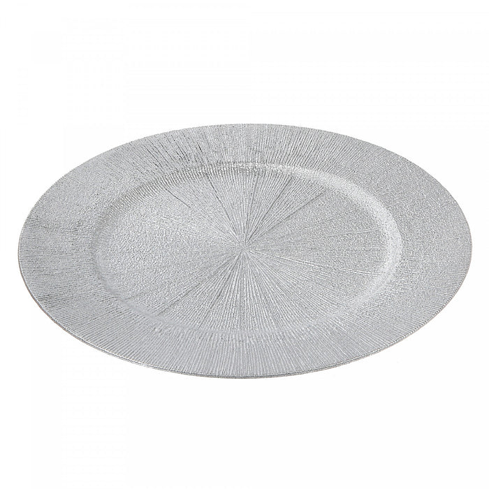 Charger Plate Sand script Silver 13\" - Set of 6 Dinnerware