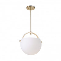 Single Opal Polished Brass Glass Pendant 