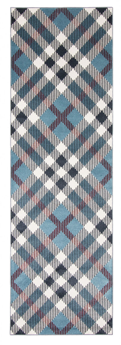 Kors Blue Machine Washable Area Rug - 2'6" x 8'0"