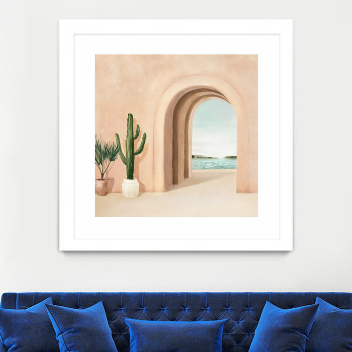 \"Coastal Arch\" Matted and Framed White 36x36 Wall Art
