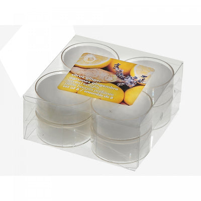 8 Pk Scented Tealights Citrus Ginger - Set of 2 Candle|Paquet de 8 bougies chauffe-plats parfumées à arôme d’agrumes et gingembre - ensemble de 2 paquets de bougies