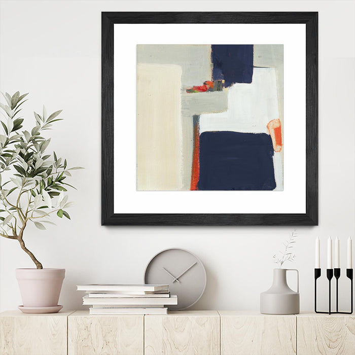 \"Bay Bridge V1\" Matted and Framed Black 36x36 Wall Art