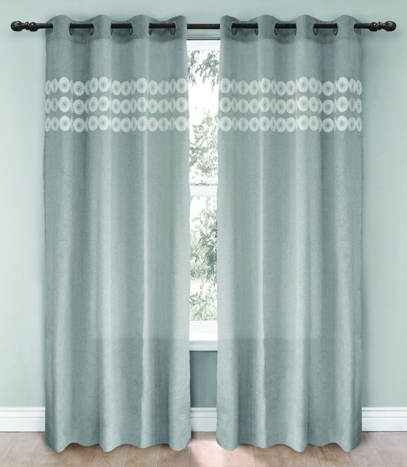 Macy 54" x 95" Embroidered Grommet (Set of 2) - Grey