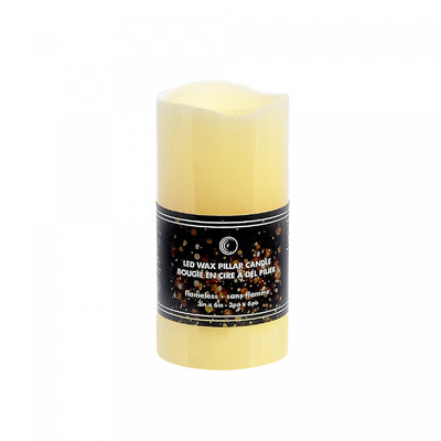 LED Wave Top Unscented Ivory Candle with Timer 3 x 6" - Set of 2|Chandelle à DEL non parfumée ivoire à rebord inégal 3 po x 6 po avec minuterie - ensemble de 2