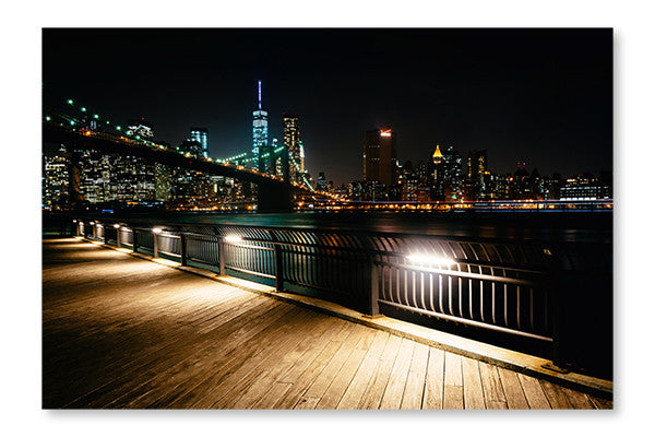 The Brooklyn Bridge And Manhattan Skyline 28x42 Wall Art Frame And Fabric Panel