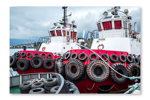 Two Tugboats In The Port 24x36 Wall Art Frame And Fabric Panel