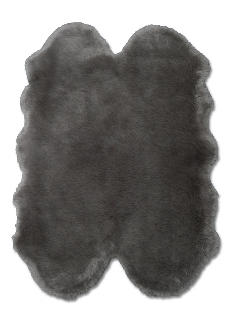 Marcia Sheepskin Plush Grey Area Rug - 4'0" x 6'0"